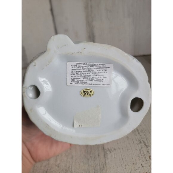 White Santa Claus tea light holder mistletoe Father Christmas - Picture 7 of 7